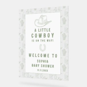 Toile De Jouy Green Cowboy Baby shower Bienvenue