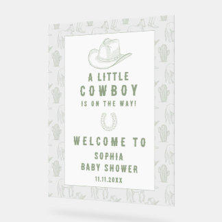 Toile De Jouy Green Cowboy Baby shower Bienvenue