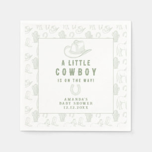 Toile de Jouy Green Cowboy Western Baby shower Servet