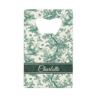 Toile de Jouy groene vlindertuin Kredietkaart Flessenopener