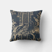 Toile de jouy Illustratie Blauw Kussen (Achterkant)