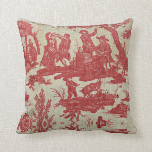 Toile de jouy Illustration Red The well Kussen
