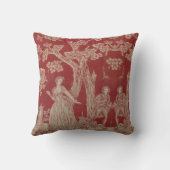 Toile de jouy Illustration Vintage Coussin Rouge (Verso)