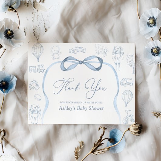 Toile de Jouy Kwekerij Baby shower Bedankt Card