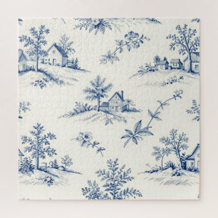 Toile de Jouy Landschap Naadloos Patroon Legpuzzel
