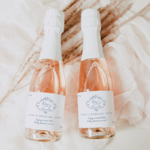 Toile de jouy  lijst Pop het als ze poppen Sparkling Wijnetiket