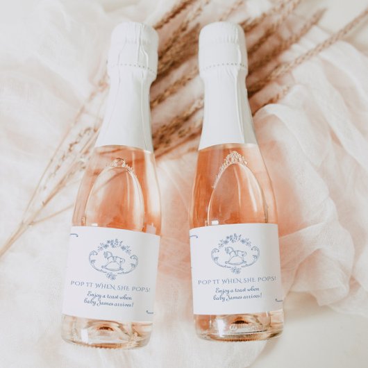 Toile de jouy lijst Pop het als ze poppen Sparkling Wijnetiket