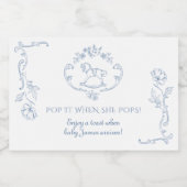 Toile de jouy lijst Pop het als ze poppen Sparkling Wijnetiket (Enkel label)