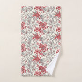 Toile de Jouy Lys floraux gris et rouges (Serviette à main)