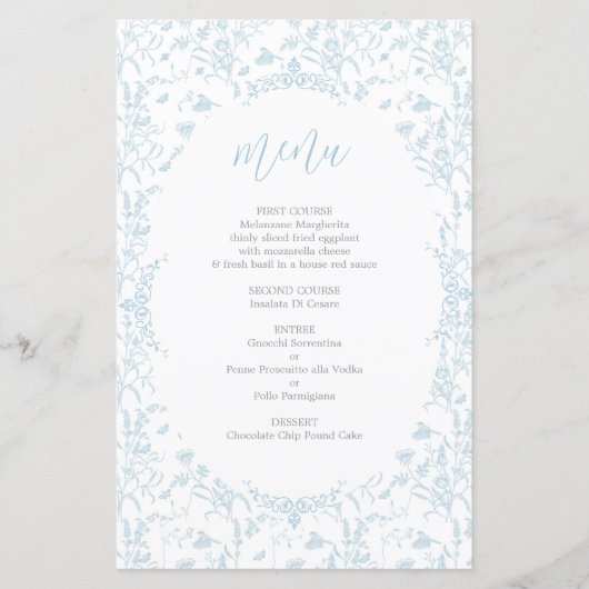 Toile de Jouy Menu Kaart (Voorkant)