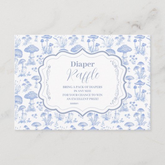 Toile De Jouy Mushrooms Woodland Diapper Raffle Informatiekaartje (Voorkant)