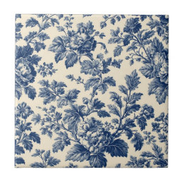 Toile De Jouy Pastoral Countryside Floral Motifs   Tegeltje