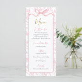 Toile de jouy Pink Baby Shower Girl Menu Card (Debout devant)