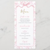 Toile de jouy Pink Baby Shower Girl Menu Card (Devant)