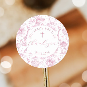 Toile de Jouy Pink Safari doop Sticker