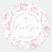 Toile de Jouy Pink Safari doop Sticker (Voorkant)