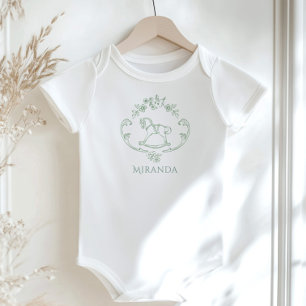 Toile de Jouy Rocking Horse Sage Green Romper