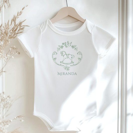 Toile de Jouy  Rocking Horse Sage Green Romper