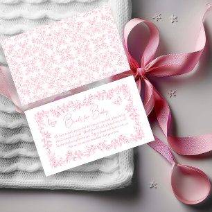 Toile de Jouy Roze Baby Shower Boeken voor Baby Informatiekaartje