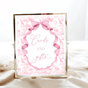 Toile de Jouy Roze Safari Dieren Kaarten en Cadeau Poster