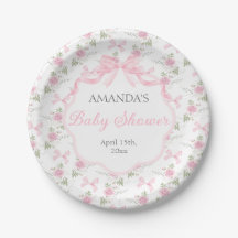 Toile De Jouy Roze Strik Meisje Baby Borrel