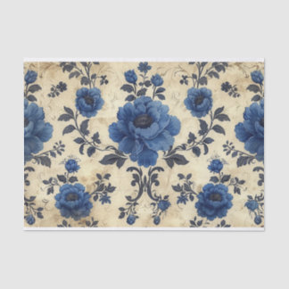 Toile de Jouy rozen in blauw op leeftijd Tissuepapier