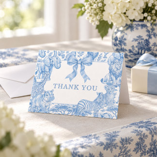 Toile de Jouy Safari Baby Shower bedankkaart