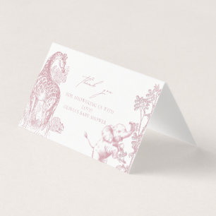 Toile de Jouy Safari Baby Shower Bedankt  Kaart