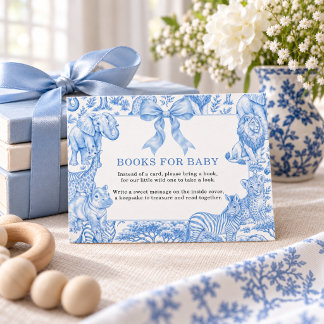 Toile de Jouy Safari Baby Shower Boeken voor Baby Informatiekaartje
