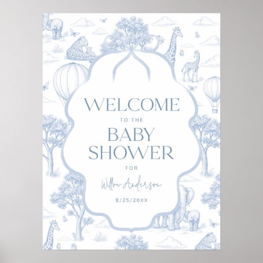 Toile De Jouy Safari Baby Shower Welcome Poster (Devant)