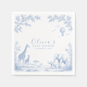Toile De Jouy Safari Blauwe Baby Shower Papieren S Servet