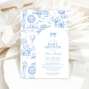 Toile De Jouy Safari Blauwe Jongen Babyfeestje Kaart
