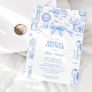 Toile De Jouy Safari Blauwe Strik Jongen Baby Show Kaart