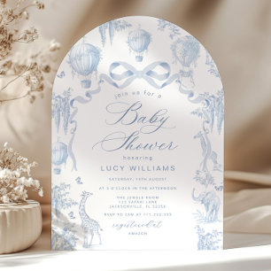 Toile de Jouy Safari Boog Baby Shower voor Jongens Kaart