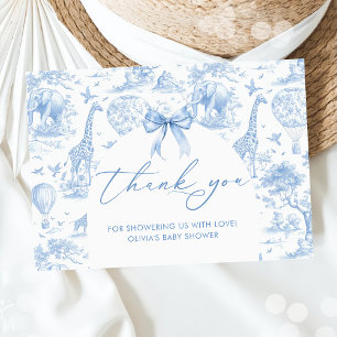 Toile de Jouy Safari dieren Baby shower Bedankkaart