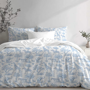 Toile de Jouy safari dieren blauw Kussensloop