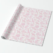 Toile de Jouy Safari dieren blush roze elegant Cadeaupapier (Uitgerold)