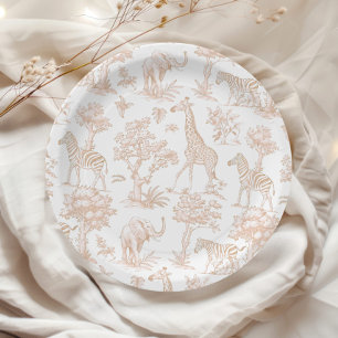 Toile de Jouy Safari dieren Boho Baby shower Papieren Bordje