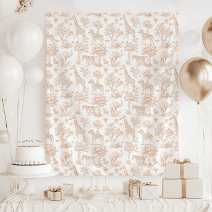 Toile de Jouy Safari dieren Boho baby shower Wandkleed