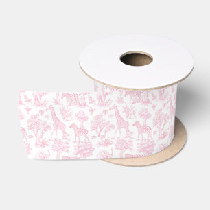 Toile de Jouy safari dieren roze elegant Lint