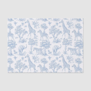 Toile de Jouy Safari dieren stoffig blauw elegant Tissuepapier