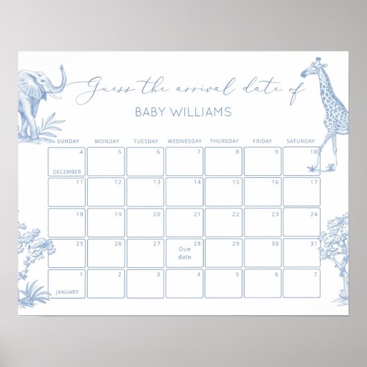 Toile de Jouy Safari Guess de uitgerekende datum k Poster (Voorkant)