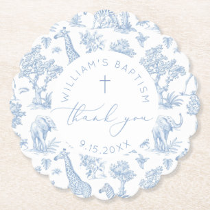 Toile de Jouy Safari Jongensdoop Dank u Kartonnen Onderzetters