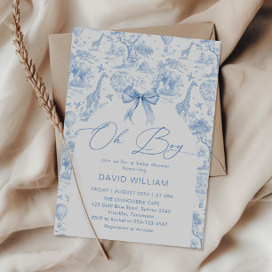 Toile de Jouy Safari Oh Boy Baby shower Invitation