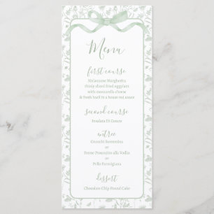 Toile de jouy saliegroene menukaart