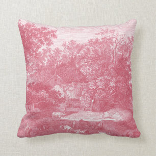 Toile de Jouy Shabby Pink Pastoral Landschap Kussen