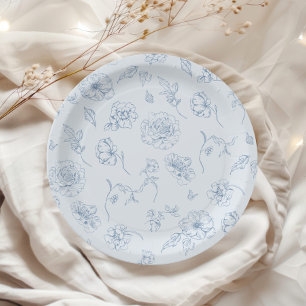 Toile de Jouy Something Blue bloemige bruids- Papieren Bordje
