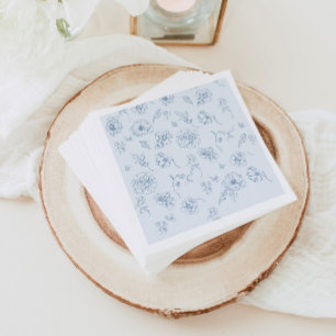 Toile de Jouy Something Blue Bloemige bruidsdouche Servet