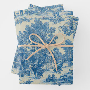 Toile de Jouy stof cadeaupapier vellen