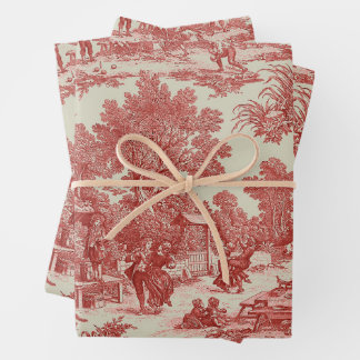Toile de Jouy-stof Inpakpapier Vel